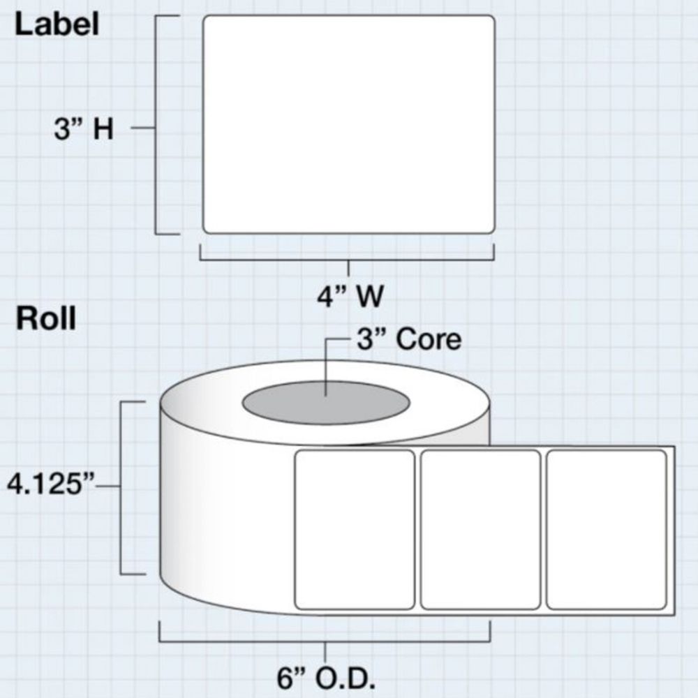 4 in x 3 in (102 x 76mm) Die Cut Matte BOPP for IColor 200 / 250 (475 labels per roll) #2